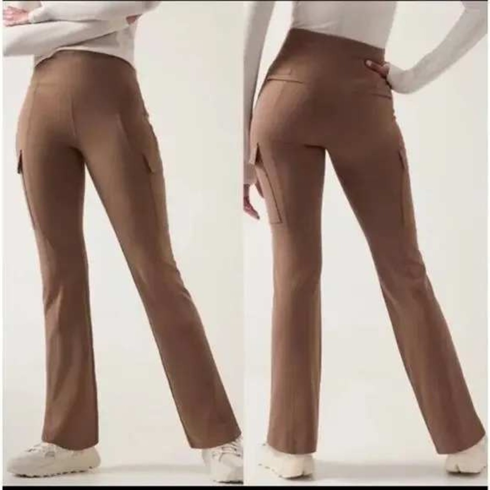 Athleta Delancey Pants Straight Cargo Rustic Beige Brown Medium
